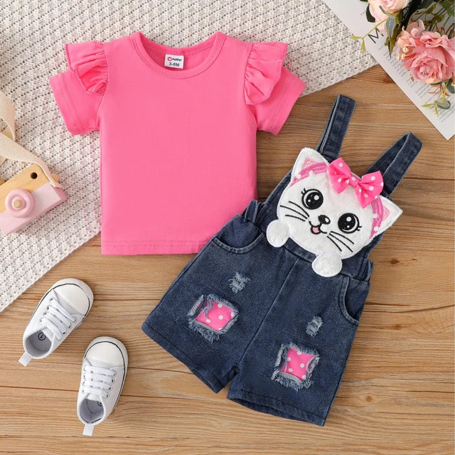 Ensemble 2 pièces bebe fille chat mignon - QG